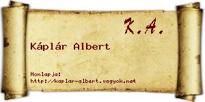 Káplár Albert névjegykártya
