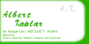 albert kaplar business card